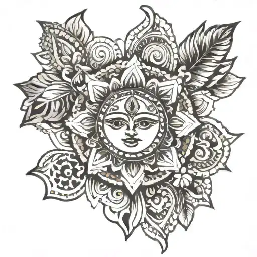 Incorporate The Goddess Khodiyar Into A Traditional Indian Mandala Design