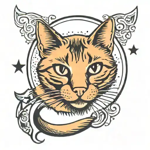 Cat Sitting On Crescent Moon