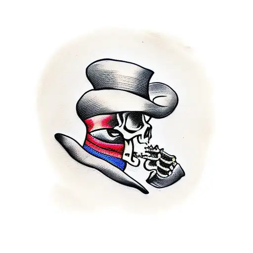 A Skeleton Wearing A Top Hat Smoking A Cigar