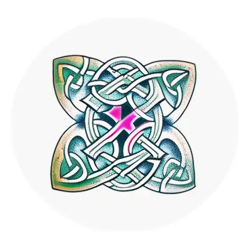 3D Celtic Knot With 3 Salmon Swimming