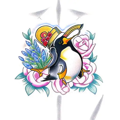 Penguin With Flowers