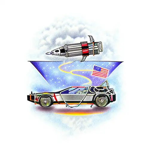 Delorean Flying In Space
