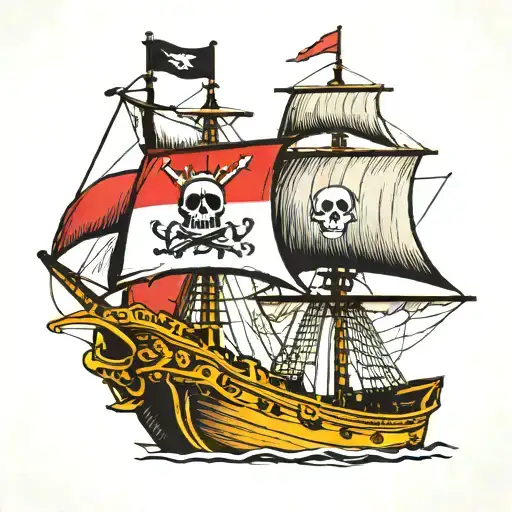 Pirate Boat With Basque Country Flag