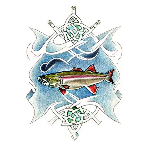 3 Salmon In Celtic Art Style