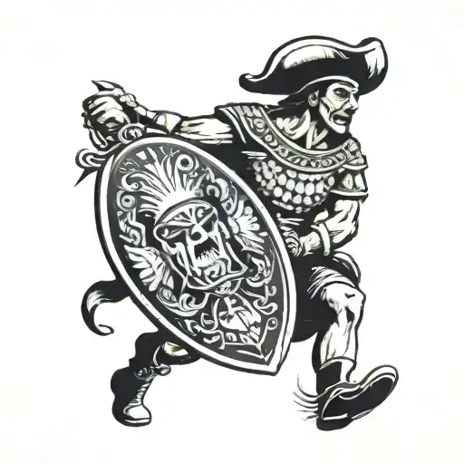 Warrior Being Carried On Sheild