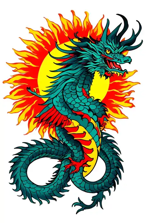 Dragon Phoenix & Sun