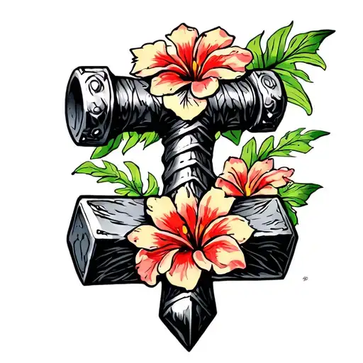Marvel Thor's Hammer With Hawaiian Flowers