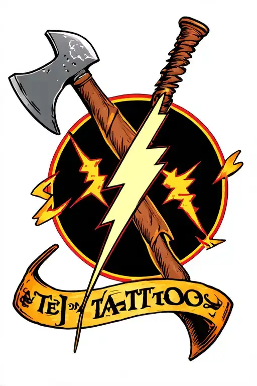Lightning Bolt And Firefighter Axe
