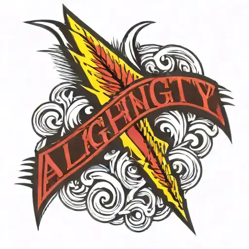 The Word Almighty With The I As A Lightning Bolt