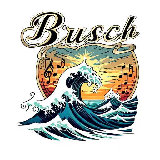 Busch Logo Music Notes Ocean Wave Crashing