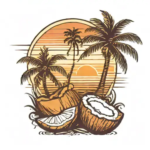 Coconut Palm Beach And Sunset