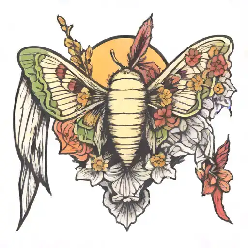 Lunar Moth With Flowers