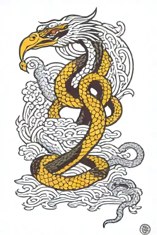 Snake Being Attacked By Crane Flying