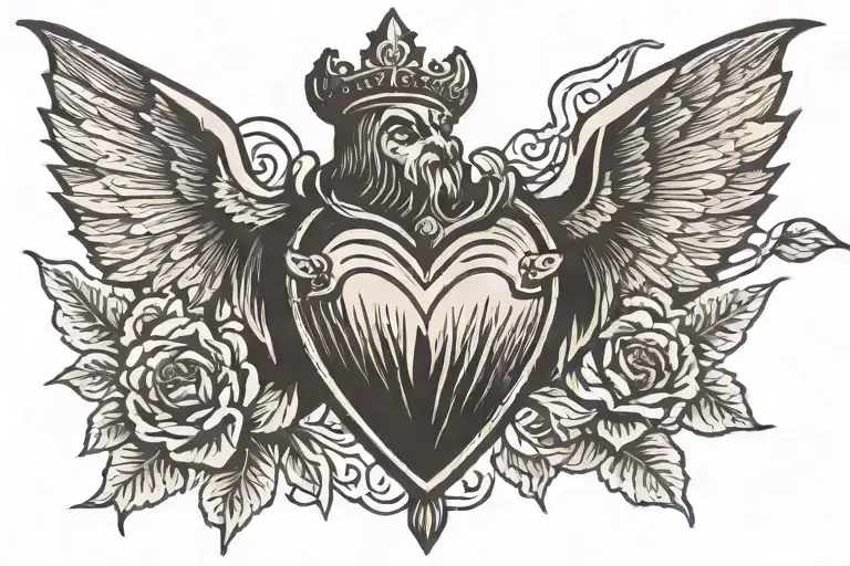 Sacred Heart With Bat Wings