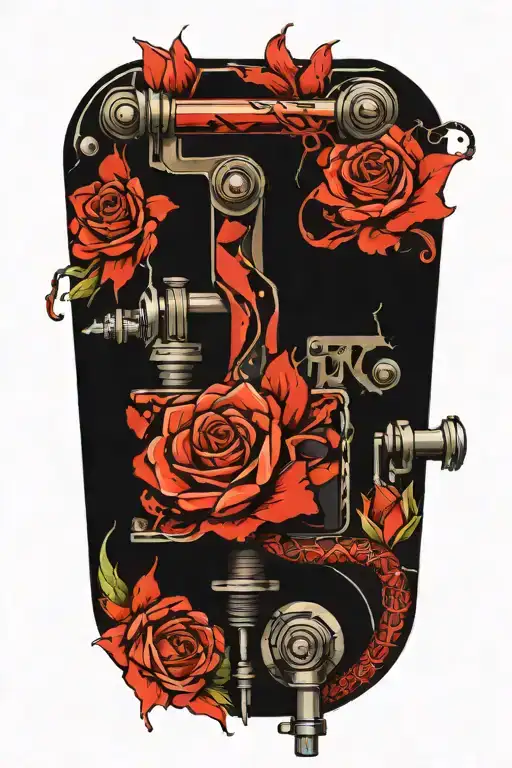 Tattoo Machine With Snake And Flowers