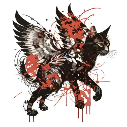 Cat With Dark Fantasy With Wings
