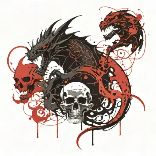 The Black Dragon Next To The Black Ninja Next To The Skull