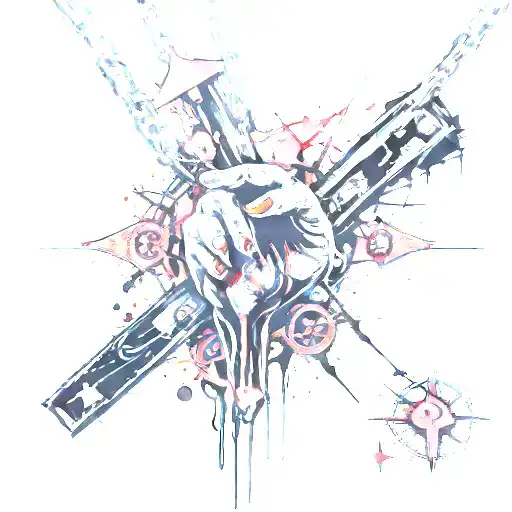 Psycho Gothic Punk Lighting Striking Down On A Cross Necklace Being Held Together By Hands Praying