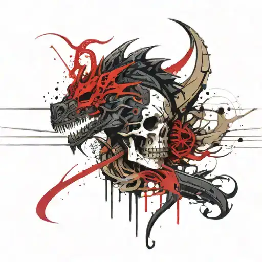 Black Dragon Next To The Skull Next To The Black Ninja