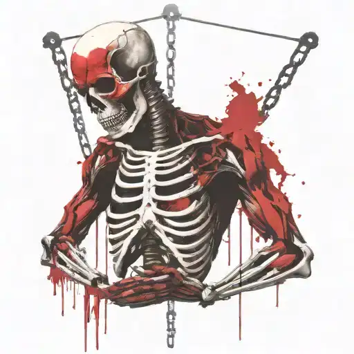 Skeleton Hanging By The Wrists From Chains