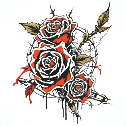 Rose And Barbed Wire Wrapped Tightly