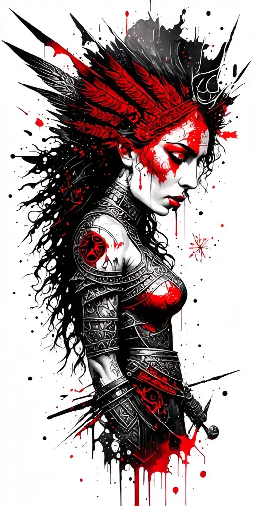 A Warrior Goddess Surrounded By Celestial Symbols Representing Inner Strength