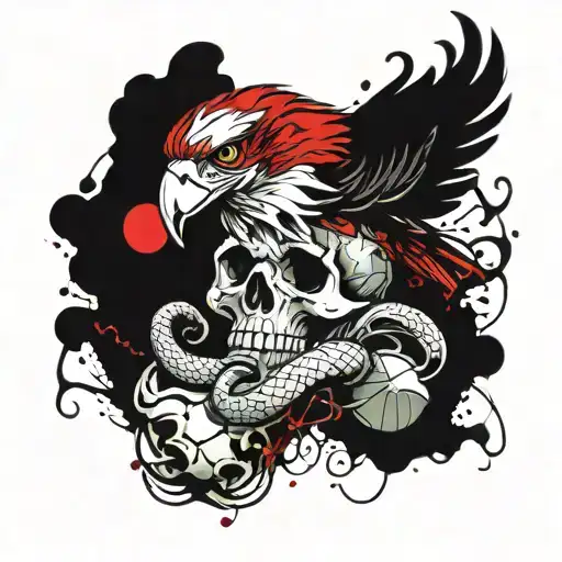 Eagle Grasping Snake Through Skull