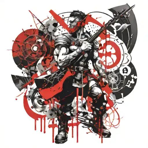 Scales And A Warrior With An Axe