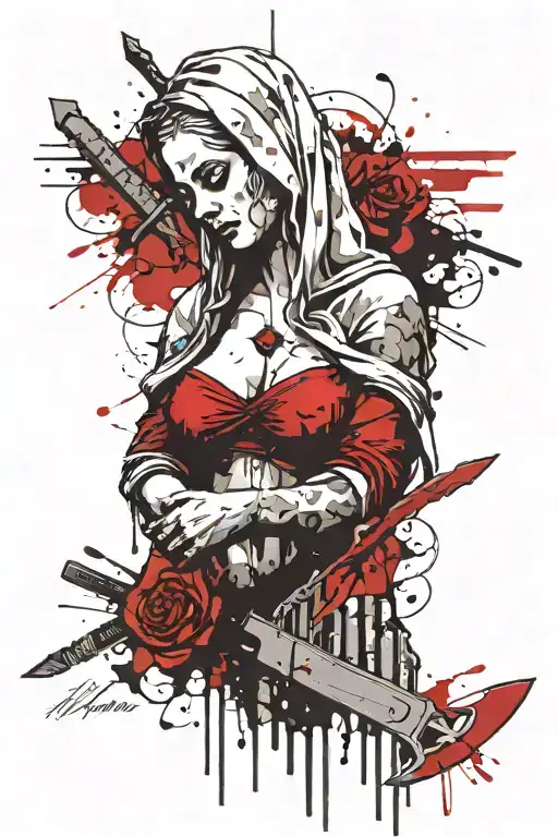 Juggali Mother Mary Holding Knife