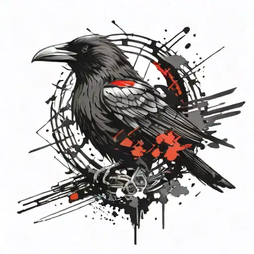 Cyberpunk Norse Raven Emblem