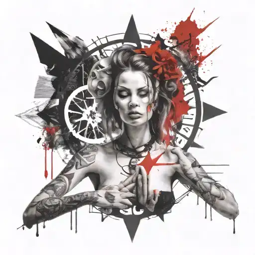 A Beautiful Woman Hovering Over A Complex Sigil Meditating