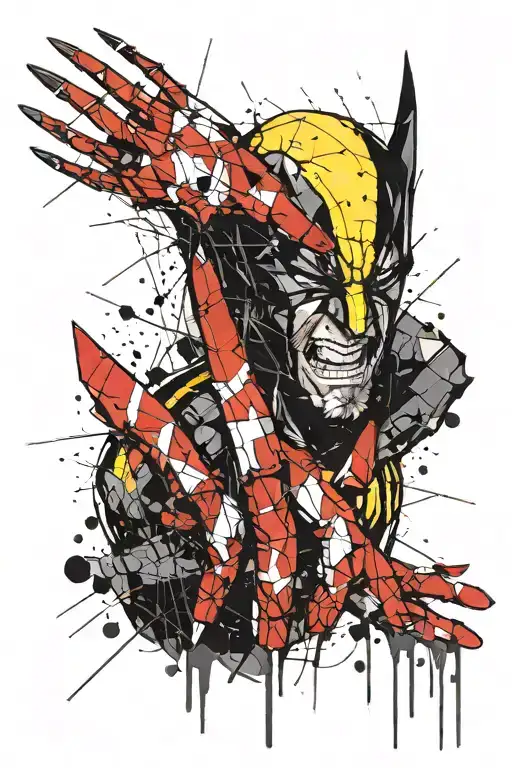 A Geometric Design Incorporating Wolverine's Claws And The Marvel Logo