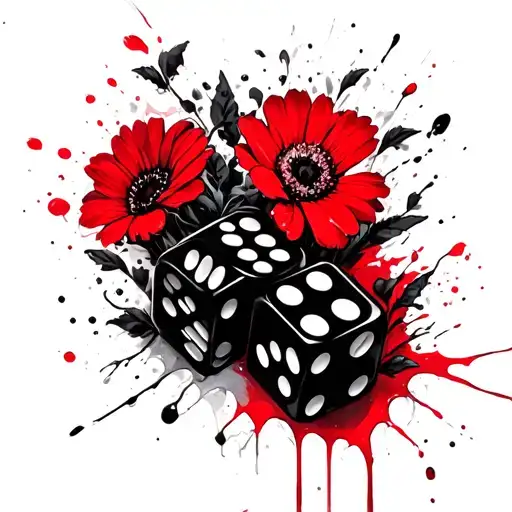 Dice And Flowers Growing