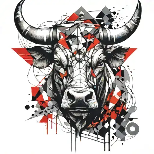 Front Bull Head Abstract And Geometric