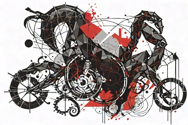 An Abstract Geometric Design Incorporating Both The Libra Scales And A Scorpion Silhouette