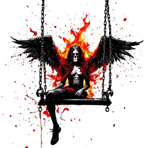 Death On A Swing In Fire With Wings