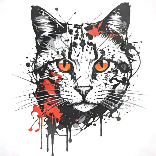 Black And White Cat With Stitches