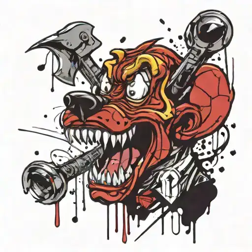 The Evil Pluto From Disney With An Axe In His Mouth