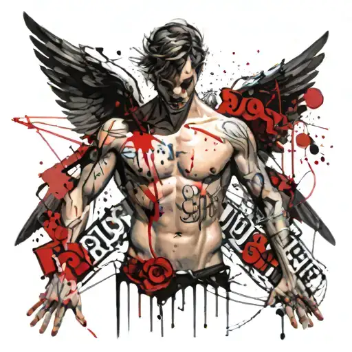 Topless Male Angel With Banner 'Trust Yourself'