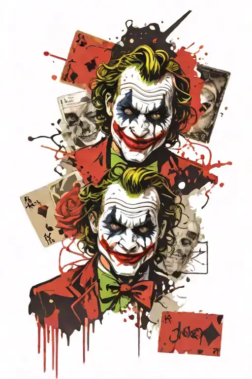 The Four Normal Aces And The Joker Card With The Joker's Face