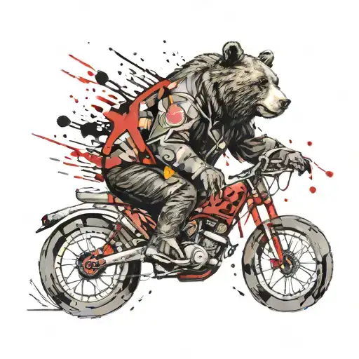 Bear Riding A Bike In A Leather Jacket And Growling