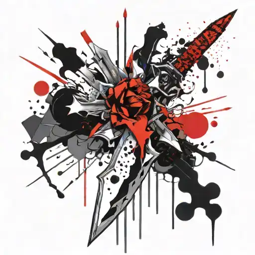 Small Dagger Into A Vein With Blood Minimalism