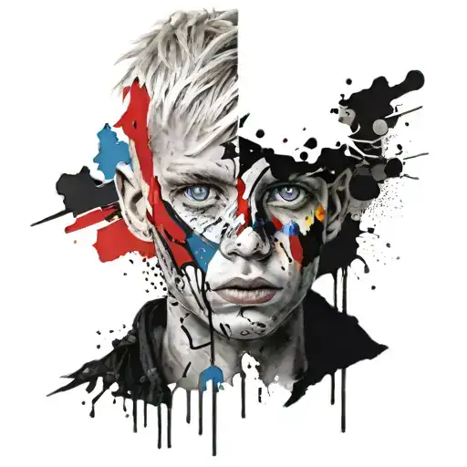 A Boy With Very Short Blonde Hair And Blue Eyes And Dark Circels Under Eyes