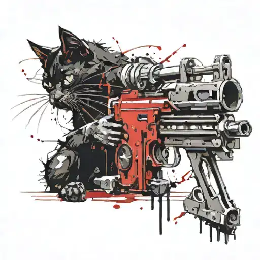 Black Cat With Machine Guns