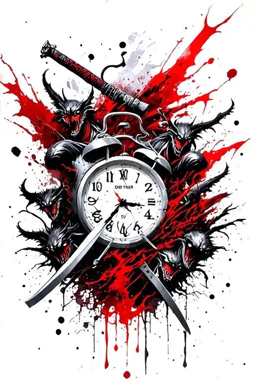 Broken Sand Clock With Katana Among Demons