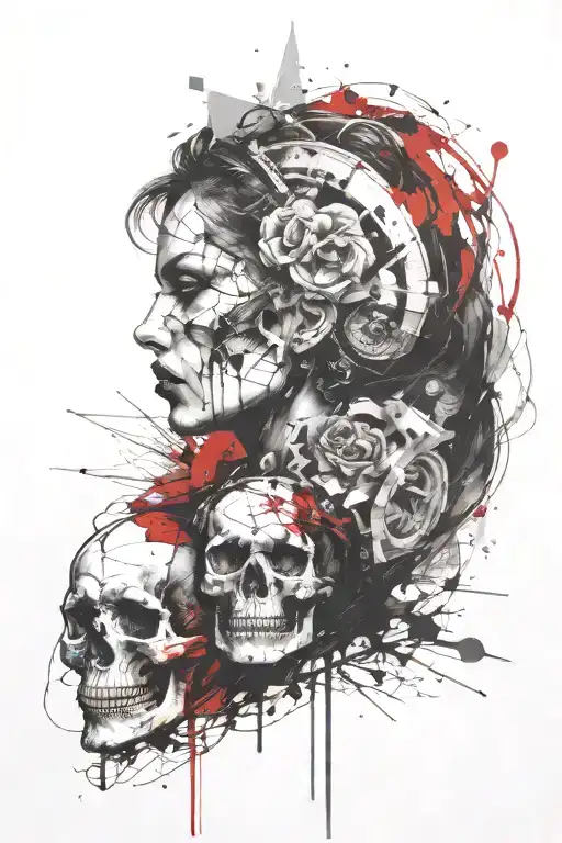 Half Face Half Skull Girl