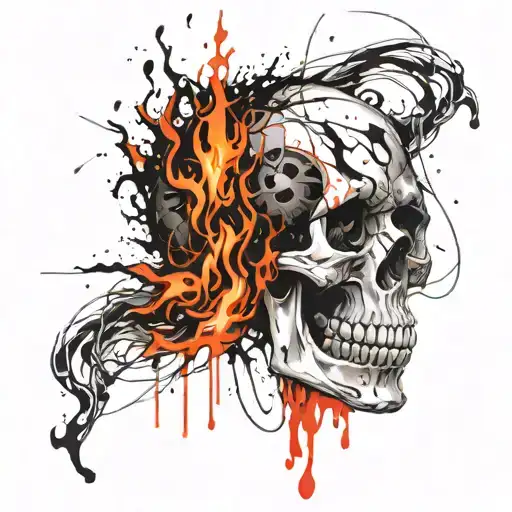 1 Skull On Fire Flames Coming For Pec