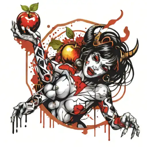 Sexy Girl Demon Holding An Apple