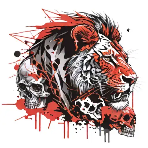 Lion And Skull Wearing