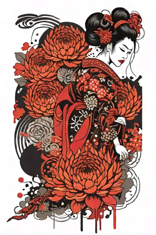 Geisha Filler Background Chrysanthemum Floral